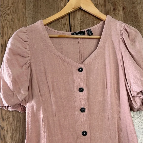 Pink Button-Down Mini Dress - Picture 2 of 5